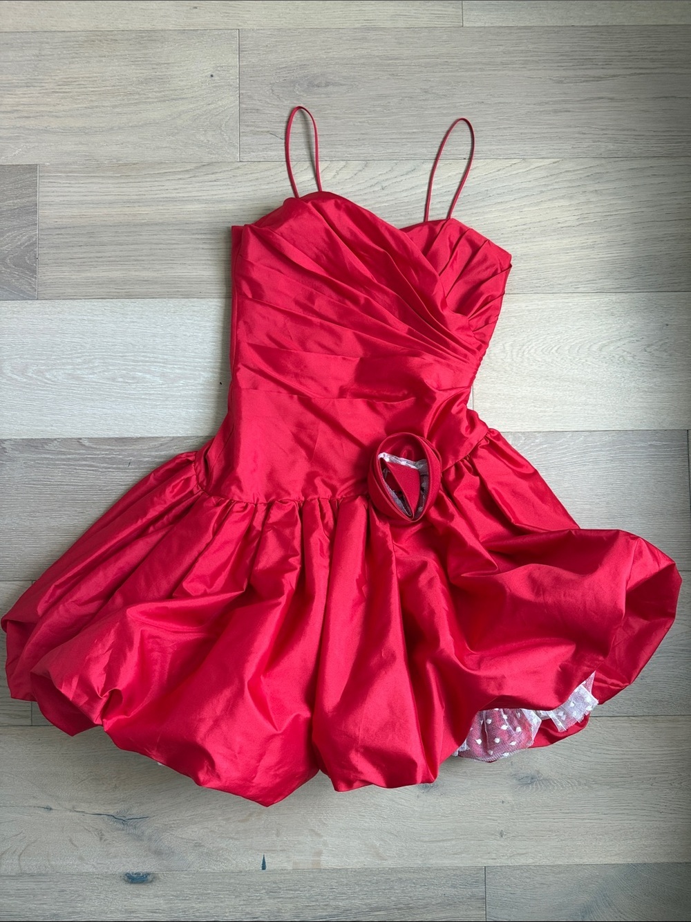 Vintage handmade bubble skirt spaghetti strap rosette dress